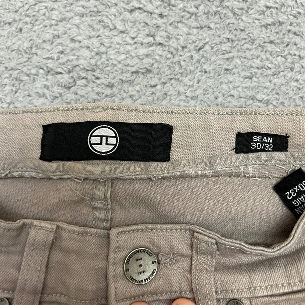 Jordan Craig Sean Jeans Mens 30x32 Tan Excellent Distressed Moto‎ Ankle Zip
